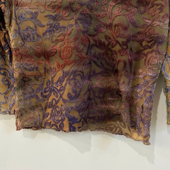 Boho Chic Long Sleeve Blouse (Brown and Purple) by Surrealist - Picture 3 of 5